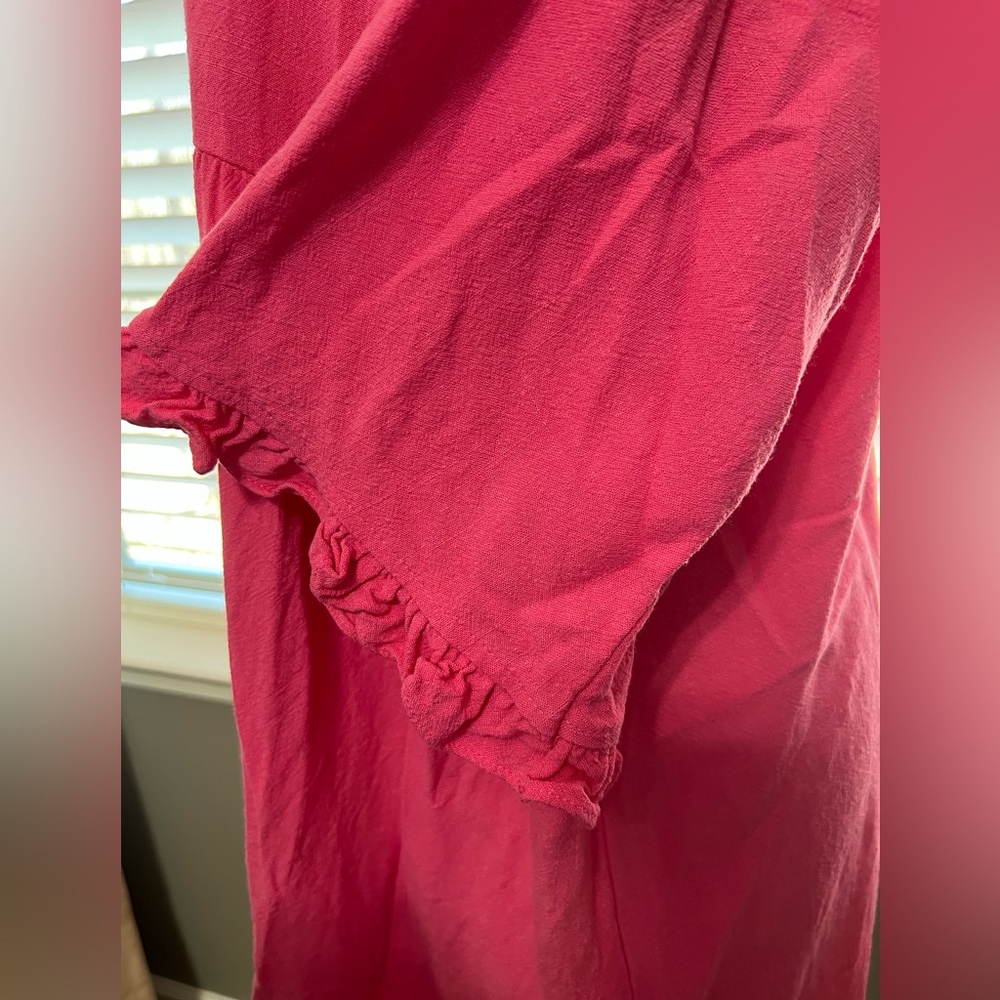Pink Ruffle Sleeve Button-Up Tunic - 3X - Picture 3 of 7